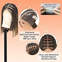 Brinbea Short Knotless Braided Wigs Box Braid Wig Braided Lace Front Wigs For Women 13X8 Hd Lace Frontal Bob Braided Wig Light