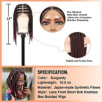 Brinbea 13X8 Hd Knotless Braided Wigs For Women Short Box Braid Wig Braided Lace Front Wigs Bob Braided Wig Burgundy Human Hai