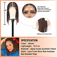 Brinbea 13X8 Hd Lace Knotless Braided Wigs Short Box Braid Wig Braided Lace Front Wigs For Women Bob Braided Wig With Baby Hai