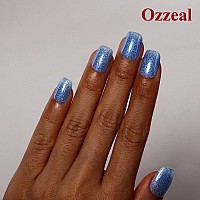 Ozzeal Glitter Gel Polish Light Blue Iridescent Glitter Gel Nail Polish Sparkle Shimmer Gel Glitter Nail Polish Summer Rainbow S