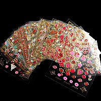 30 Sheets Valentines Day Nail Art Stickers Red Heart Nail Decals 3D Selfadhesive Rose Lip Kiss Nail Supplies Diy Acrylic Nails