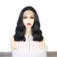 Wxhwcx Black Bob Curly Wig Synthetic Lace Front Wig Middle Part Lace Wigs 14Inch Synthetic Hair Wig For Women Cosplay Party Wig