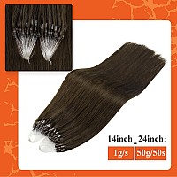 Full Shine Long Micro Loop Hair Extensions Human Hair 24 Inch Remy Straight Micro Link Hair Extensions Real Human Hair Color 2 B