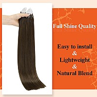 Full Shine Long Micro Loop Hair Extensions Human Hair 24 Inch Remy Straight Micro Link Hair Extensions Real Human Hair Color 2 B