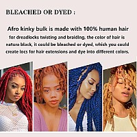 Afro Kinky Bulk Human Hair For Dreadlock Extensions Repair Locstwist Braiding Natural Braiding Hair Can Be Bleached And Dyed 3