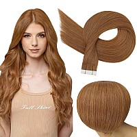 Full Shine Tape In Hair Extensions Human Hair Color 330 Auburn Hair Extensions Tape In 10 Inch Tape In Extensions 30G Invisible