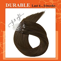 Full Shine Human Hair Extensions 16 Micro Link 50G50S Brown Remy Hair Seamless Blend Easy Installation Safe Reusable