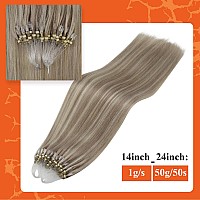 Full Shine Micro Beads Hair Extensions Real Human Hair Color 18613 Ash Blonde Micro Link Human Hair Extensions 20Inch Prebonded