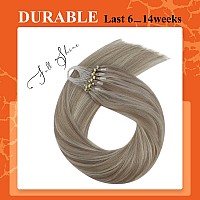 Full Shine Micro Beads Hair Extensions Real Human Hair Color 18613 Ash Blonde Micro Link Human Hair Extensions 20Inch Prebonded