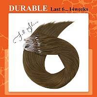 Full Shine Brown Prebonded Micro Human Hair Extensions 18 Inch Micro Beads Hair Extensions Real Human Hair Color 4 Medium Brown