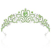 Cieher Green Crown Green Tiara Prom Crown Women Green Queen Crown Princess Crown For Girls Luxury Rhinestone Green Crown For Bir