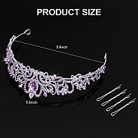 Cieher Purple Crown Purple Tiara Prom Crowns For Women Purple Queen Crown Princess Crown For Girls Luxury Rhinestone Purple Crow