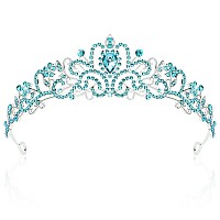 Cieher Blue Crown Blue Tiara Prom Crown Blue Queen Crown For Women Princess Crown For Girls Luxury Rhinestone Blue Crown For Bir