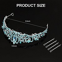 Cieher Blue Crown Blue Tiara Prom Crown Blue Queen Crown For Women Princess Crown For Girls Luxury Rhinestone Blue Crown For Bir