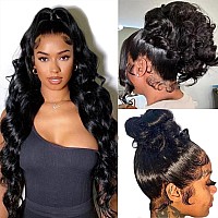 Aaliweya 34Inch 360 Body Wave Frontal Wigs Human Hair 360 Hd Full Lace Front Wig For Women Pre Plucked With Baby Hair Glueless F