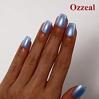 Ozzeal Pearl Gel Nail Polish Light Blue Glitter Gel Nail Polish Sparkle Shimmer Gel Glitter Nail Polish Spring Summer Soak Off L