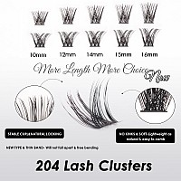 Lash Clusters 204 Pcs Individual Lashes Clusters Eyelash Extensions False Eyelashes Diy Wispy Fluffy Lash Extension Kit Reusable