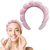 Sulcar Hairband Velvet Pink Spa Makeup Headbands For Women Non Slip Thick Hair Hand Soft Get Ready Hairband For Washing Fac