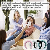 Sulcar Hairband Velvet Pink Spa Makeup Headbands For Women Non Slip Thick Hair Hand Soft Get Ready Hairband For Washing Fac