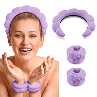 Erhiry Spa Headband For Washing Face Makeup Headband And Wristband Set Non Slip Headband Washing Face Terry Cloth Face Wash H