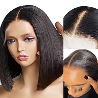 Jessica Hair 13X4 Straight Short Bob Wigs Human Hair Hd Transparent Lace Front Wigs For Black Women 10A Glueless Pre Plucked 180