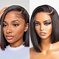 Jessica Hair 13X4 Straight Short Bob Wigs Human Hair Hd Transparent Lace Front Wigs For Black Women 10A Glueless Pre Plucked 180