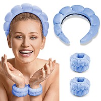 Erhiry Spa Headband For Washing Face Makeup Headband And Wristband Set Non Slip Headband Washing Face Face Wash Headband For