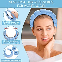 Erhiry Spa Headband For Washing Face Makeup Headband And Wristband Set Non Slip Headband Washing Face Face Wash Headband For