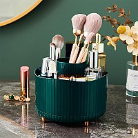 Anyoifax 360 Rotating Makeup Brush Holder Organizer Make Up Brushes Cup For Vanity 5 Slot Spinning Makeup Organizers For Cosme