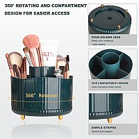 Anyoifax 360 Rotating Makeup Brush Holder Organizer Make Up Brushes Cup For Vanity 5 Slot Spinning Makeup Organizers For Cosme