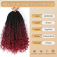 Karida 9 Packs Goddess Box Braids Crochet Hair 10 Inch Boho Crochet Braids With Curly Ends Pre Looped Box Braids Crochet Hair