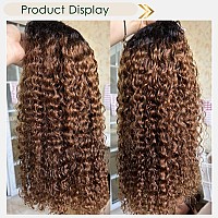 Ygqwd Brown Curly Wig Human Hair Pre Plucked Glueless Wig 13X4 Ombre Lace Front Wigs Human Hair 1B30 Colored Deep Wave Human Hai