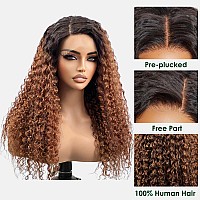 Ygqwd Brown Curly Wig Human Hair Pre Plucked Glueless Wig 13X4 Ombre Lace Front Wigs Human Hair 1B30 Colored Deep Wave Human Hai