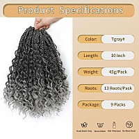 Karida 9 Packs Goddess Box Braids Crochet Hair 10 Inch Boho Crochet Braids With Curly Ends Prelooped Crochet Box Braids Boho