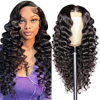 Aakjj Deep Wave Lace Front Wigs Human Hair Glueless Wigs Pre Plucked With Baby Hair 200 Density 13X4 Hd Transparent Lace Front W