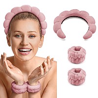 Erhiry Spa Headband For Washing Face Makeup Headband And Wristband Set Non Slip Headband Washing Face Terry Cloth Face Wash H