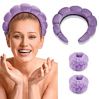 Erhiry Spa Headband For Washing Face Makeup Headband And Wristband Set Non Slip Headband Washing Face Terry Cloth Face Wash H