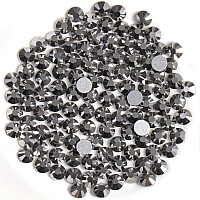 Beadsland 288Pcs Flat Back Crystal Rhinestones Round Gems For Nail Art And Craft Glue Fix Hematite Ss347173Mm