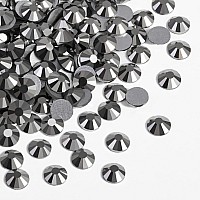 Beadsland 288Pcs Flat Back Crystal Rhinestones Round Gems For Nail Art And Craft Glue Fix Hematite Ss347173Mm