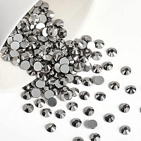 Beadsland 288Pcs Flat Back Crystal Rhinestones Round Gems For Nail Art And Craft Glue Fix Hematite Ss347173Mm