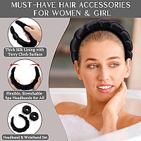 Erhiry Spa Headband For Washing Face Makeup Headband And Wristband Set Non Slip Headband Washing Face Face Wash Headband For