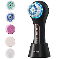 Umickoo Face Scrubber Exfoliatorfacial Cleansing Brush Rechargeable Ipx7 Waterproof With 5 Brush Headselectric Face Spin Brush