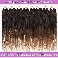 Zrq 8 Packs Senegalese Twist Crochet Hair 12 Inch Ombre Brown Pre Looped Short Crochet Braids Pre Twisted Small Havana Twist S