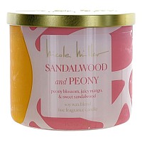 Nicole Miller 14.5 oz Soy Wax Blend 3 Wick Candle - Sandalwood and Peony