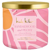 Nicole Miller 14.5 oz Soy Wax Blend 3 Wick Candle - Sandalwood and Peony