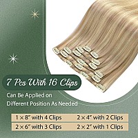 Ugeat Blonde Clip In Human Hair Extensions 18 Inch Dark Ash Blonde Mix Light Blonde Clip In Hair Extensions Remy Hair Ash Blonde