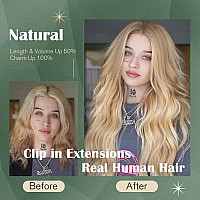 Ugeat Blonde Clip In Human Hair Extensions 18 Inch Dark Ash Blonde Mix Light Blonde Clip In Hair Extensions Remy Hair Ash Blonde