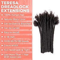 Teresa 4 Inch 04Cm Width Loc Extension Human Hair Natural Black 100 Strands Full Handmade Permanent Locs Extensions Can Be Dye