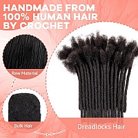 Teresa 4 Inch 04Cm Width Loc Extension Human Hair Natural Black 100 Strands Full Handmade Permanent Locs Extensions Can Be Dye