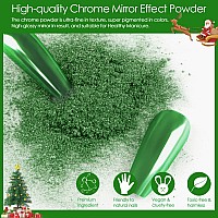 Allstarry Chrome Nail Powder 2 Colors Red Green Metallic Effect Mirror Glitter Powder Pigment Sparkling Holographic Manicure Pi